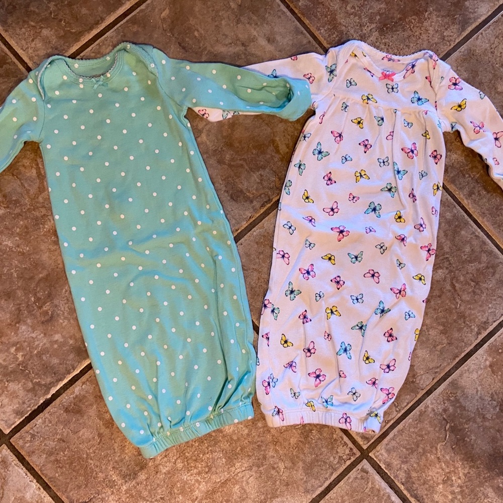 Set of 2 Newborn Girls Sleep Gowns